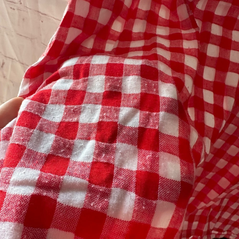 Entro Gingham Checkered Patterned Crochet Shirt L - image 7